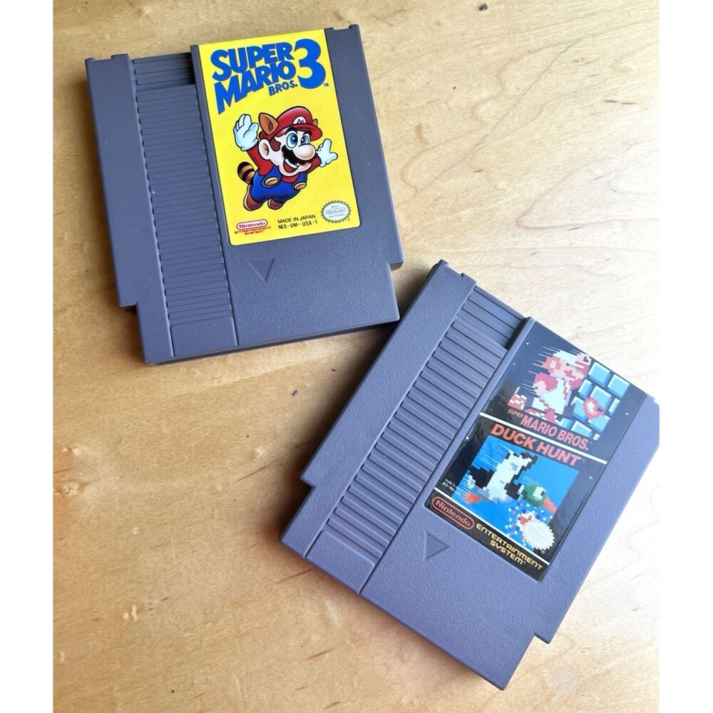Nintendo ES Console Duck Hunt Super Mario 3 2 Controllers Cables & Zapper Tested - Picture 6 of 13